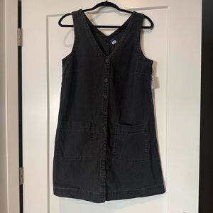 NWT Old Navy Black Cotton Button-Front Mini Dress